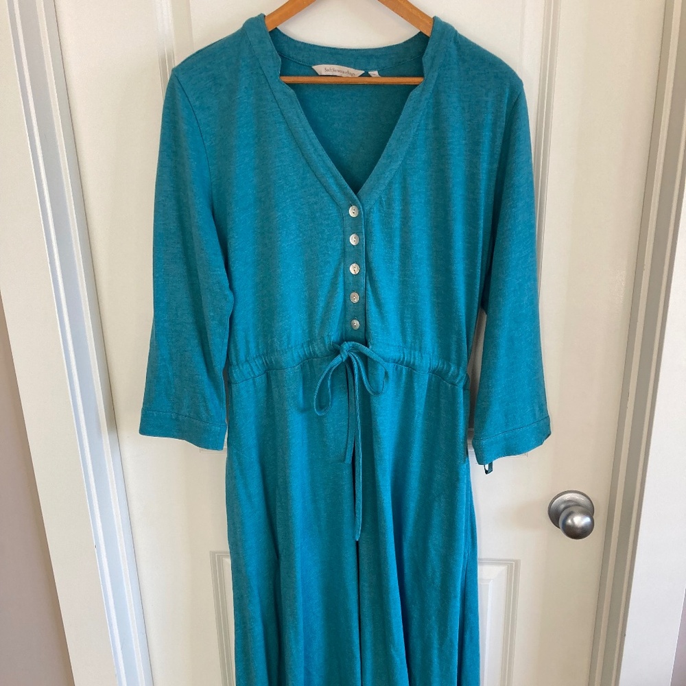 Soft Surroundings Jersey Knit High Low Aqua / Turquoise Comfy Elegant Dress Sz M